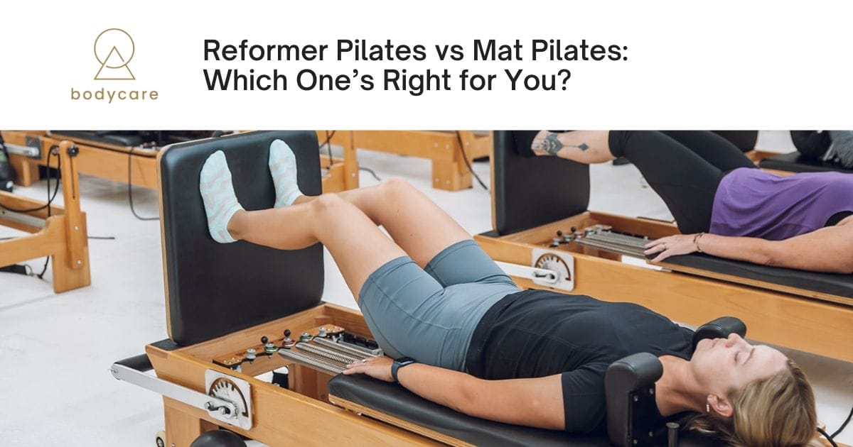 woman doing Reformer Pilates on a machine in a fitness studio